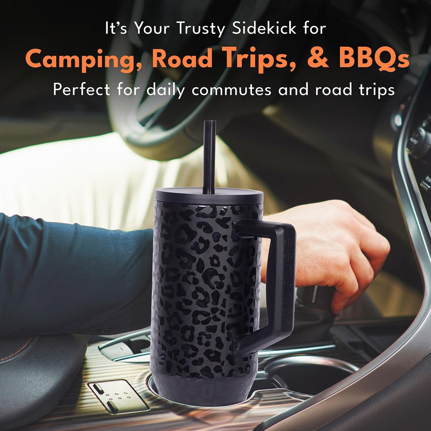 100% Leak Proof 32oz Tumbler with Handle & Straw Travel Mug | Stainless Steel Double Wall Insulated Tumbler for Hot and Cold Beverages with Sip & Straw Lid - Colors B