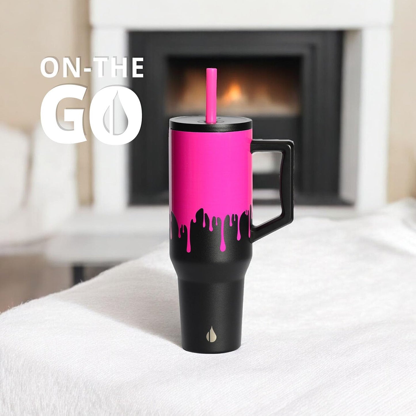 100% Leak Proof 32oz Tumbler with Handle & Straw Travel Mug | Stainless Steel Double Wall Insulated Tumbler for Hot and Cold Beverages with Sip & Straw Lid - Colors B