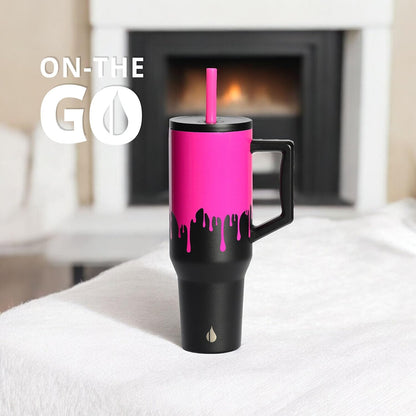 100% Leak Proof 32oz Tumbler with Handle & Straw Travel Mug | Stainless Steel Double Wall Insulated Tumbler for Hot and Cold Beverages with Sip & Straw Lid - Colors B
