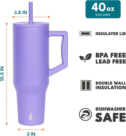 100% Leak Proof 32oz Tumbler with Handle & Straw Travel Mug | Stainless Steel Double Wall Insulated Tumbler for Hot and Cold Beverages with Sip & Straw Lid - Colors B