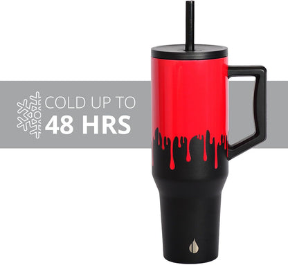 100% Leak Proof 32oz Tumbler with Handle & Straw Travel Mug | Stainless Steel Double Wall Insulated Tumbler for Hot and Cold Beverages with Sip & Straw Lid - Colors B