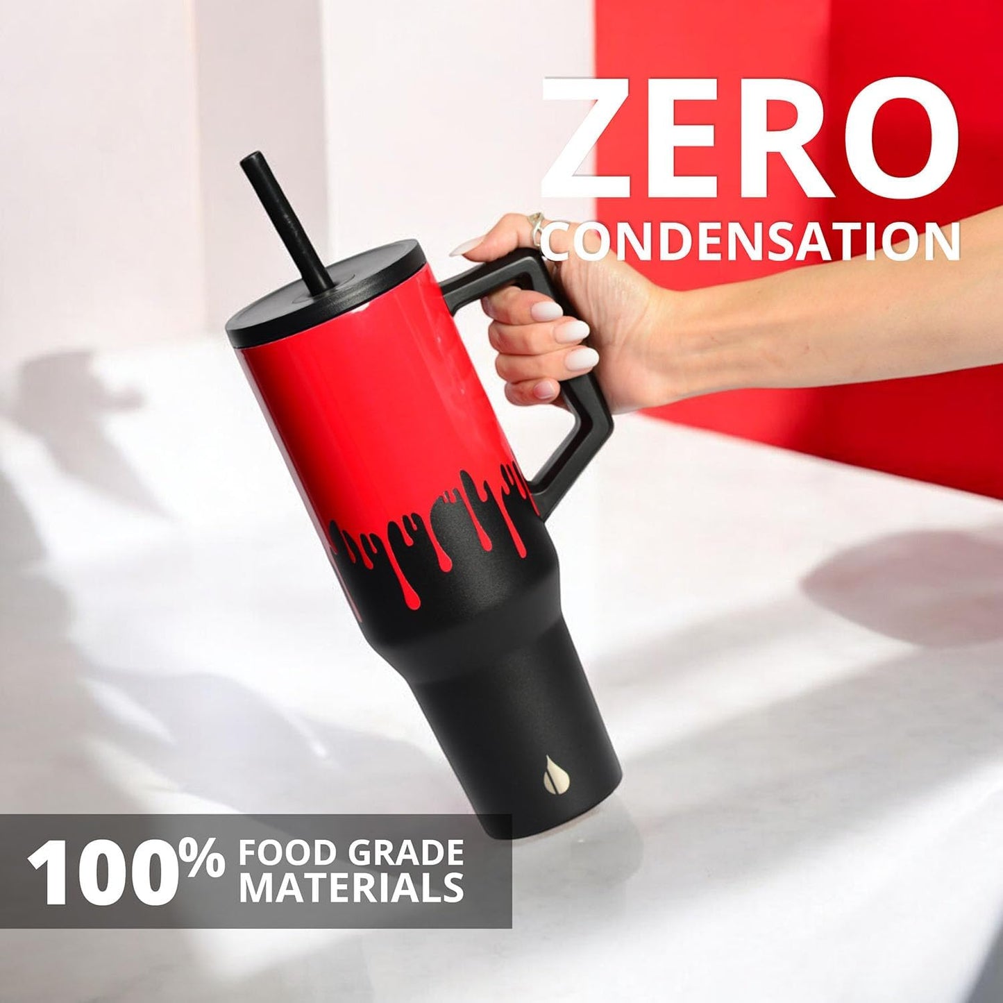 100% Leak Proof 32oz Tumbler with Handle & Straw Travel Mug | Stainless Steel Double Wall Insulated Tumbler for Hot and Cold Beverages with Sip & Straw Lid - Colors B