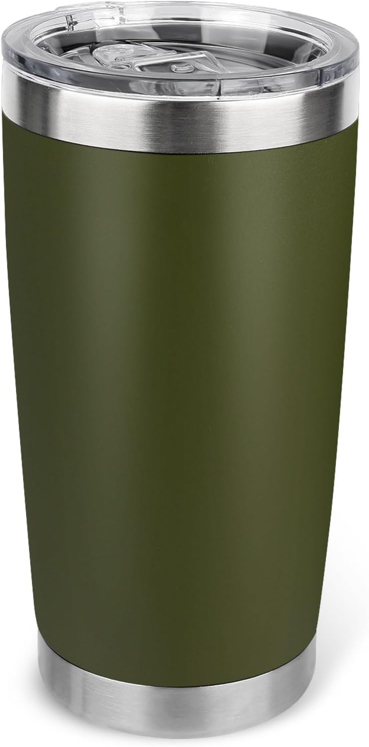 20oz Stainless Steel Tumbler with Lid, Travel Mug - Double Wall Vacuum Powder Coated Cup - Red