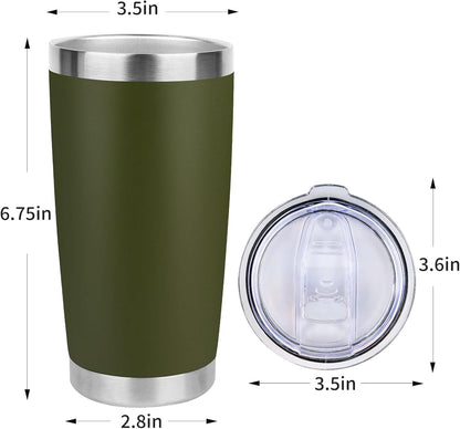 20oz Stainless Steel Tumbler with Lid, Travel Mug - Double Wall Vacuum Powder Coated Cup - Red