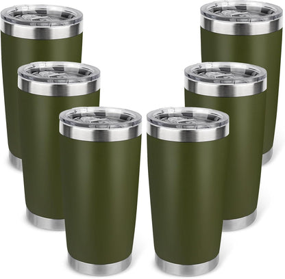 20oz Stainless Steel Tumbler with Lid, Travel Mug - Double Wall Vacuum Powder Coated Cup - Red