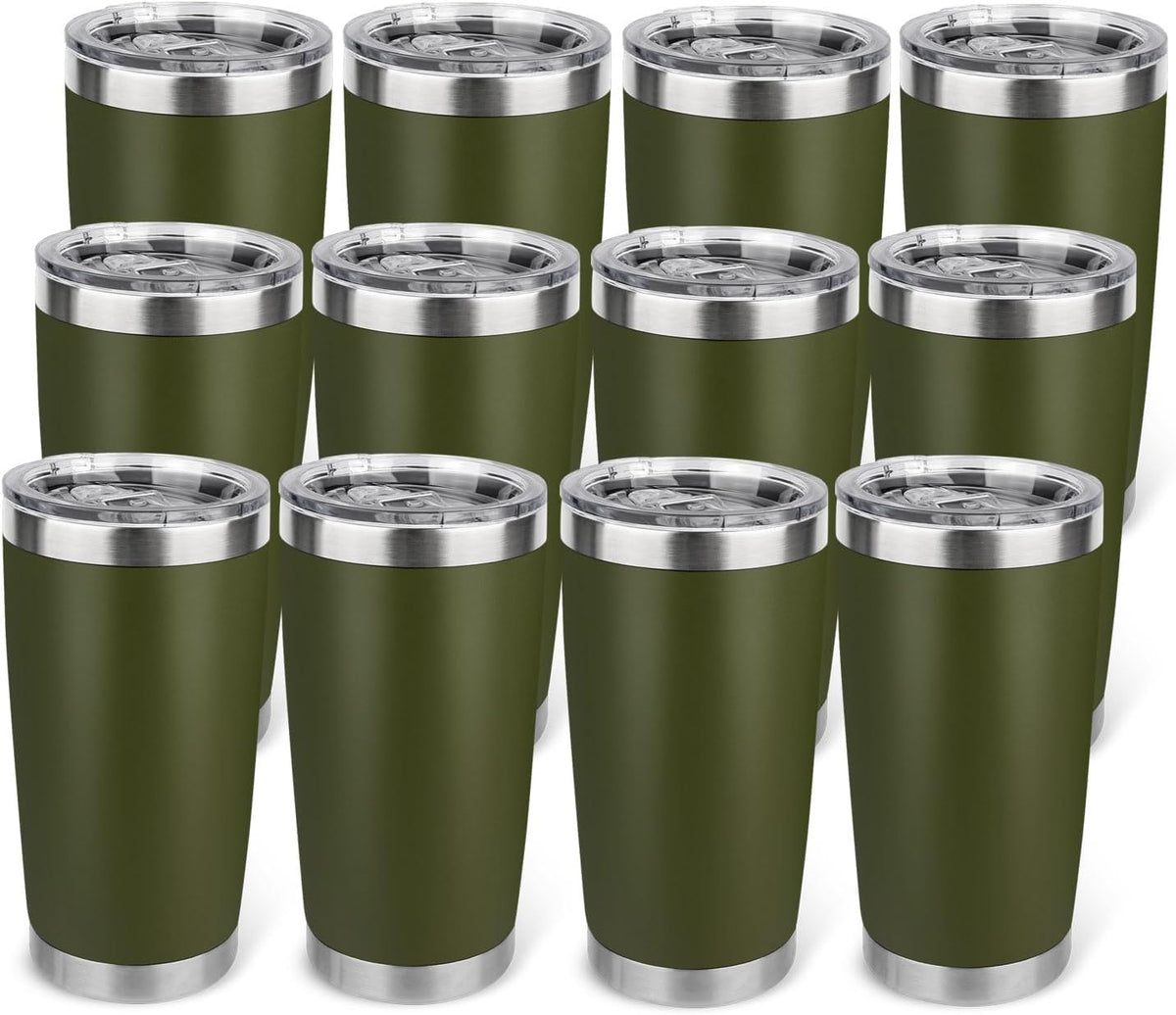 20oz Stainless Steel Tumbler with Lid, Travel Mug - Double Wall Vacuum Powder Coated Cup - Red