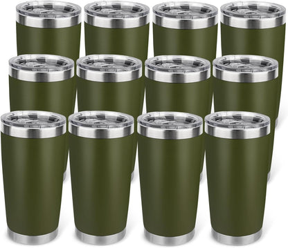 20oz Stainless Steel Tumbler with Lid, Travel Mug - Double Wall Vacuum Powder Coated Cup - Red