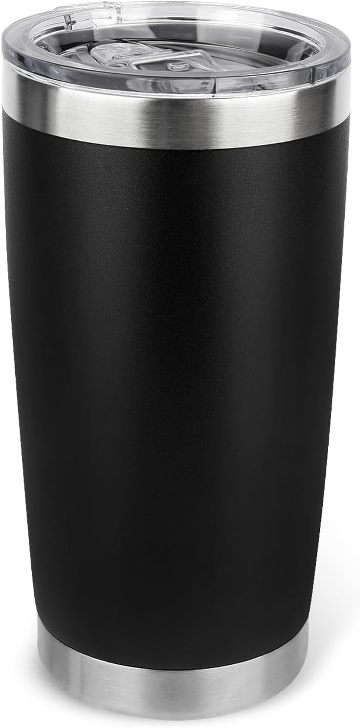 20oz Stainless Steel Tumbler with Lid, Travel Mug - Double Wall Vacuum Powder Coated Cup - Red