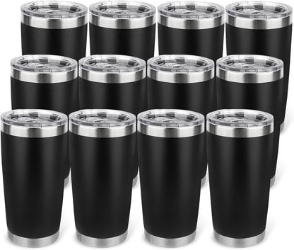 20oz Stainless Steel Tumbler with Lid, Travel Mug - Double Wall Vacuum Powder Coated Cup - Red