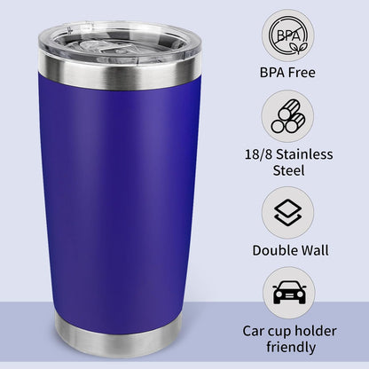 20oz Stainless Steel Tumbler with Lid, Travel Mug - Double Wall Vacuum Powder Coated Cup - Red