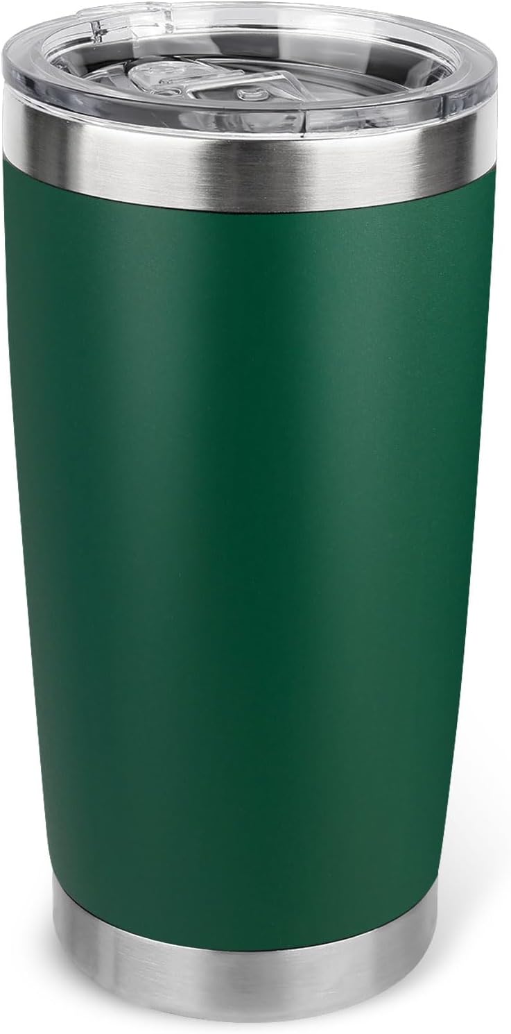 20oz Stainless Steel Tumbler with Lid, Travel Mug - Double Wall Vacuum Powder Coated Cup - Red