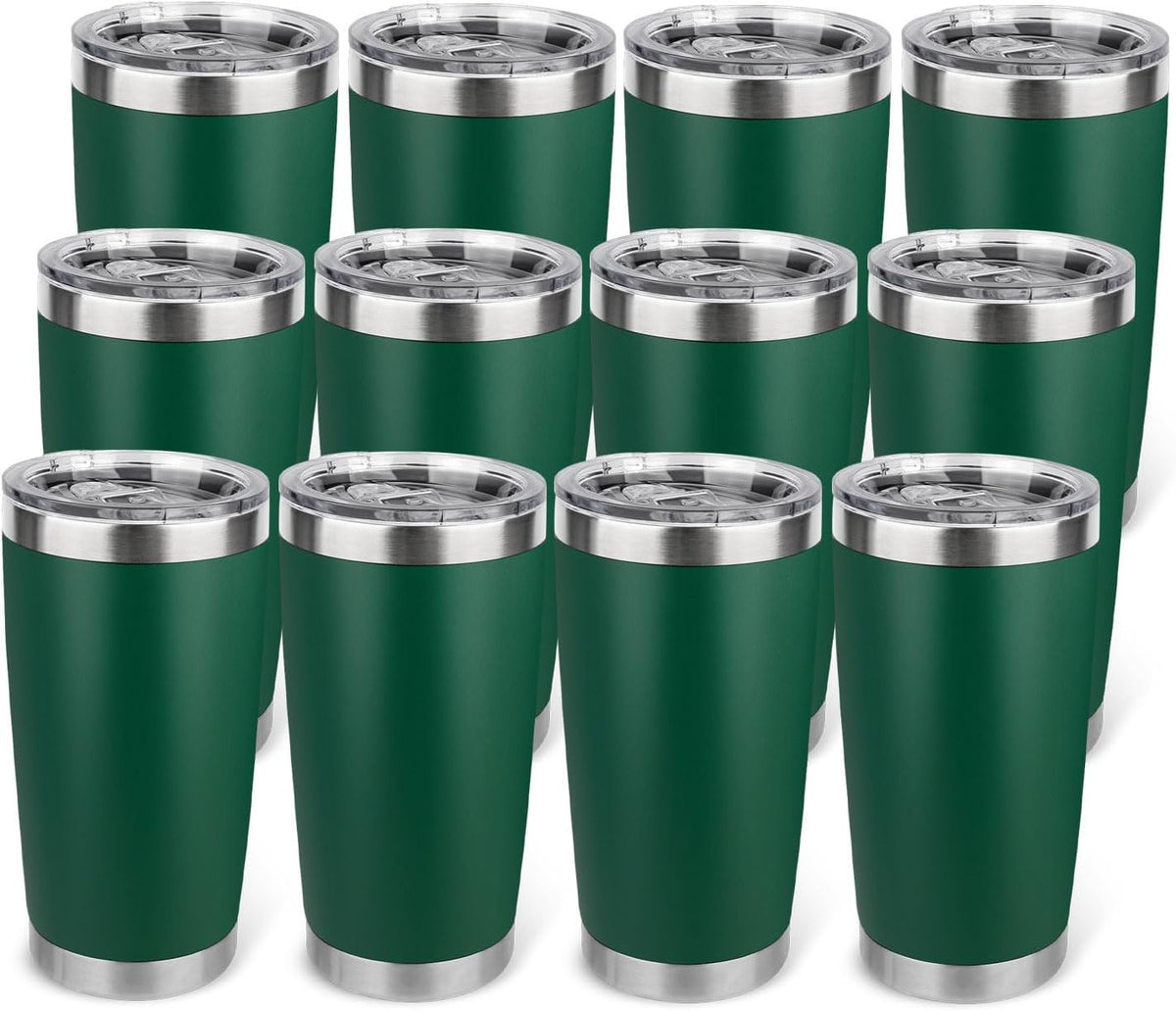 20oz Stainless Steel Tumbler with Lid, Travel Mug - Double Wall Vacuum Powder Coated Cup - Red