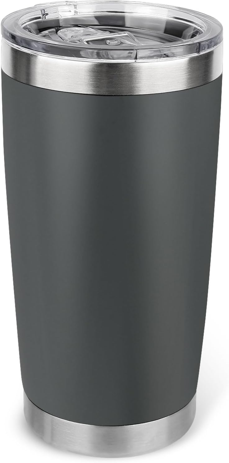 20oz Stainless Steel Tumbler with Lid, Travel Mug - Double Wall Vacuum Powder Coated Cup - Red