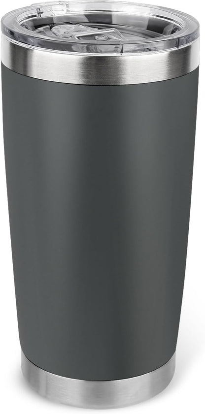 20oz Stainless Steel Tumbler with Lid, Travel Mug - Double Wall Vacuum Powder Coated Cup - Red