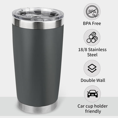 20oz Stainless Steel Tumbler with Lid, Travel Mug - Double Wall Vacuum Powder Coated Cup - Red