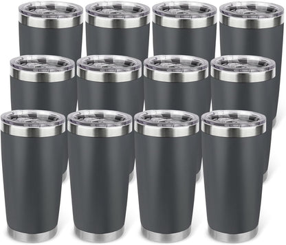 20oz Stainless Steel Tumbler with Lid, Travel Mug - Double Wall Vacuum Powder Coated Cup - Red