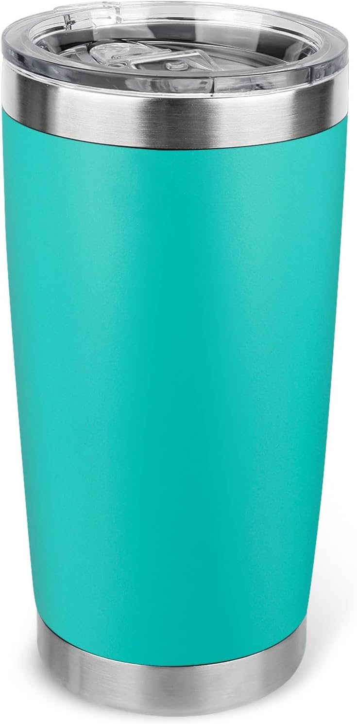 20oz Stainless Steel Tumbler with Lid, Travel Mug - Double Wall Vacuum Powder Coated Cup - Red