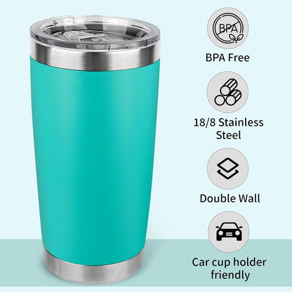 20oz Stainless Steel Tumbler with Lid, Travel Mug - Double Wall Vacuum Powder Coated Cup - Red