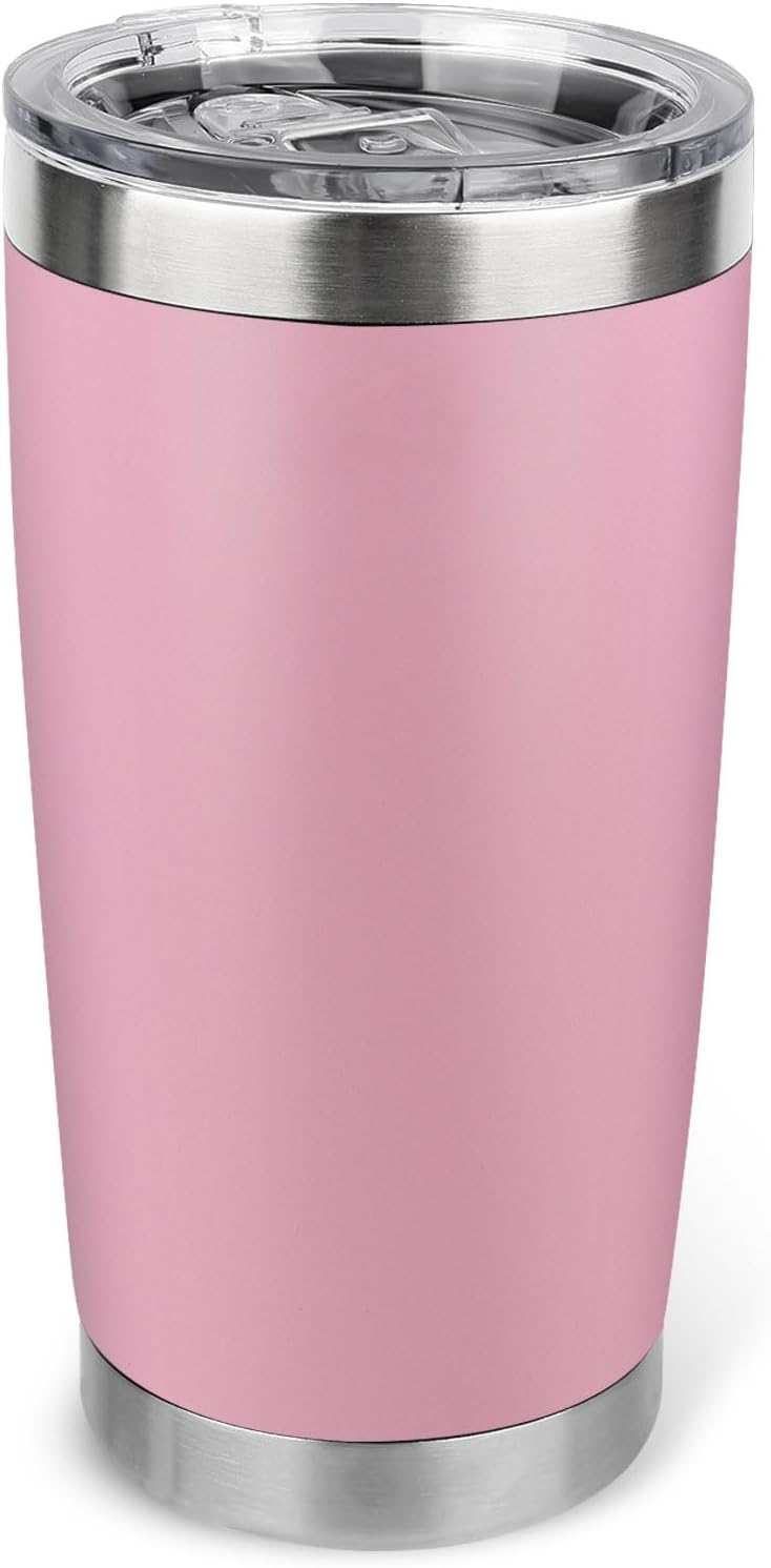 20oz Stainless Steel Tumbler with Lid, Travel Mug - Double Wall Vacuum Powder Coated Cup - Red