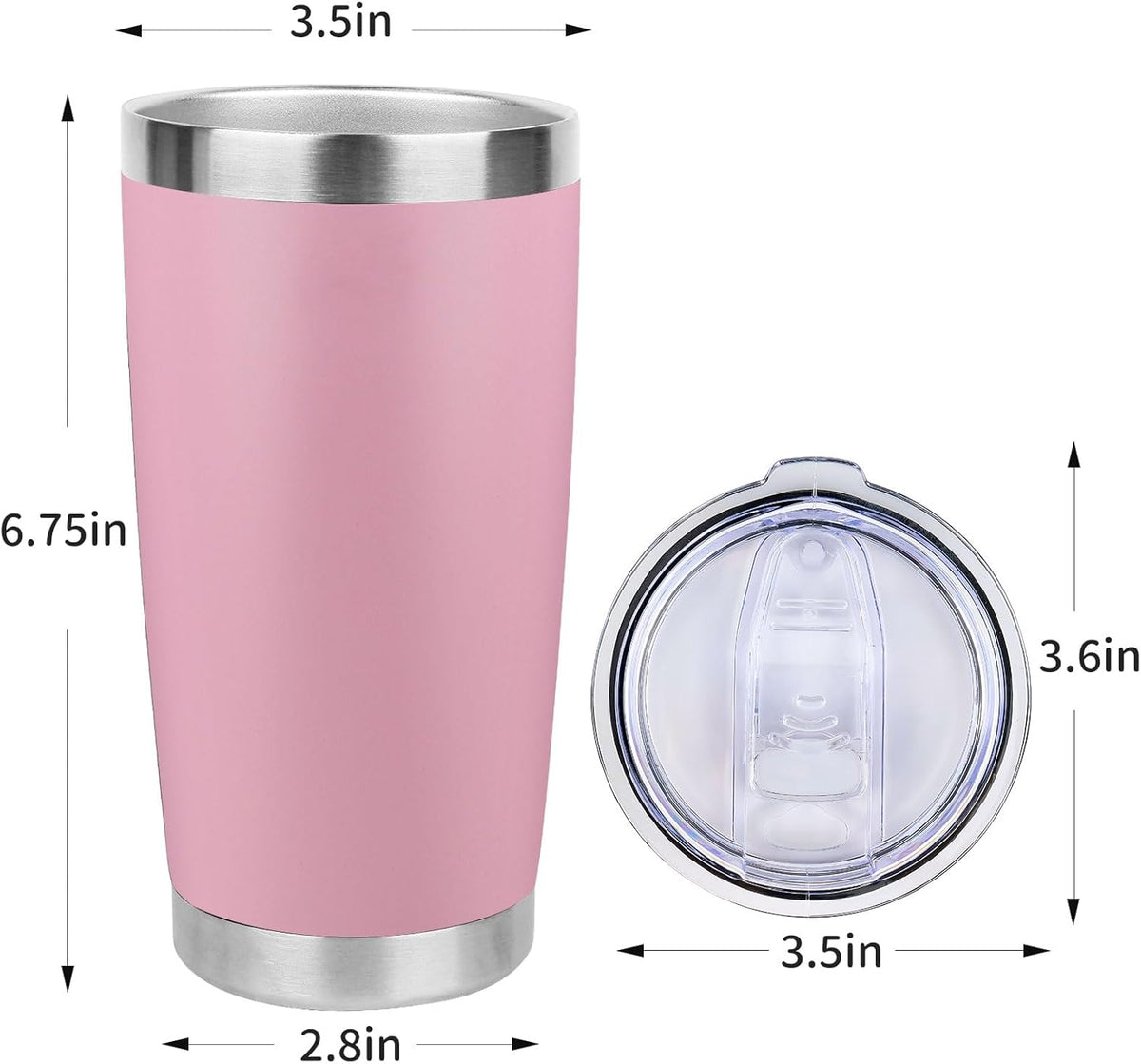 20oz Stainless Steel Tumbler with Lid, Travel Mug - Double Wall Vacuum Powder Coated Cup - Red
