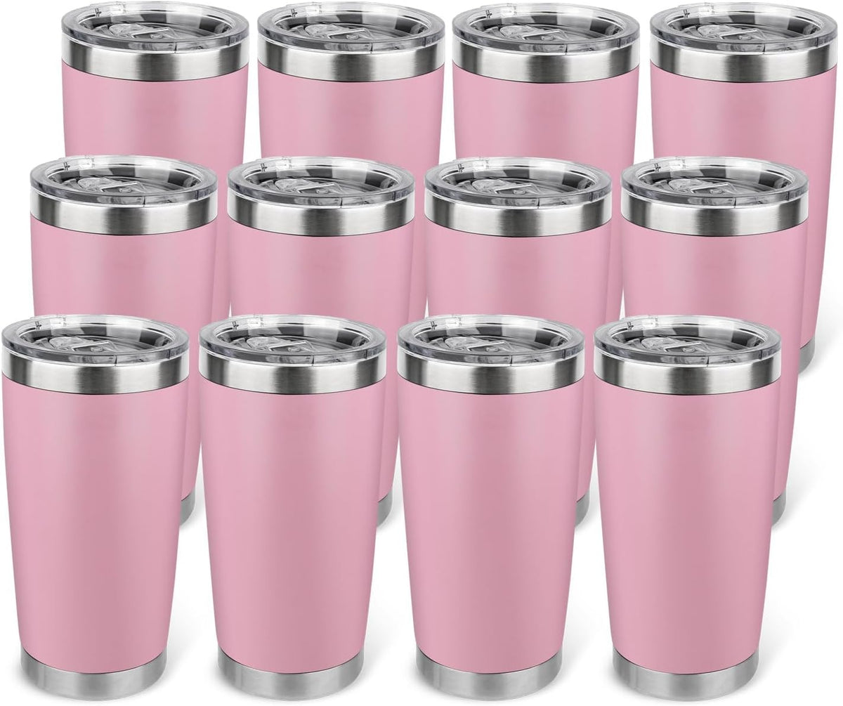 20oz Stainless Steel Tumbler with Lid, Travel Mug - Double Wall Vacuum Powder Coated Cup - Red