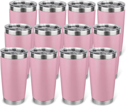 20oz Stainless Steel Tumbler with Lid, Travel Mug - Double Wall Vacuum Powder Coated Cup - Red
