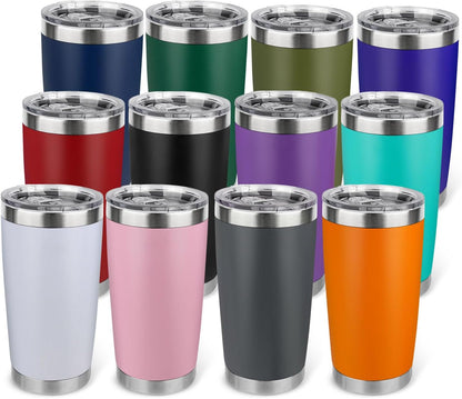 20oz Stainless Steel Tumbler with Lid, Travel Mug - Double Wall Vacuum Powder Coated Cup - Red