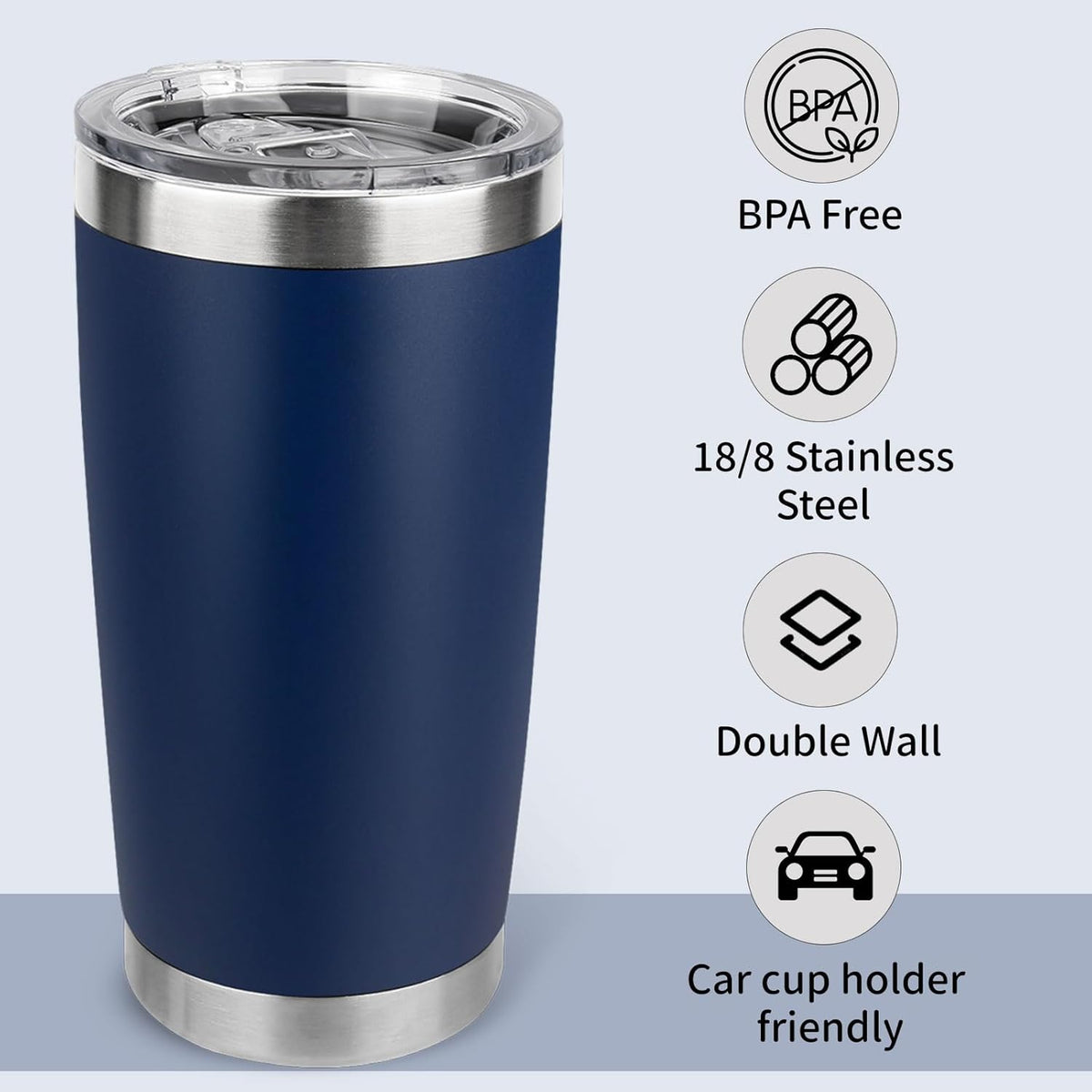 20oz Stainless Steel Tumbler with Lid, Travel Mug - Double Wall Vacuum Powder Coated Cup - Red