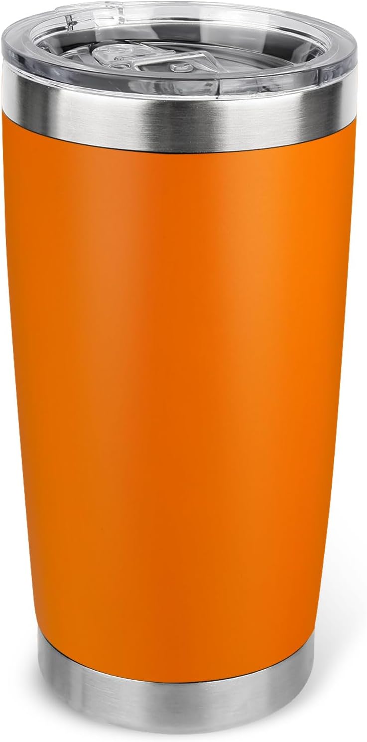 20oz Stainless Steel Tumbler with Lid, Travel Mug - Double Wall Vacuum Powder Coated Cup - Red