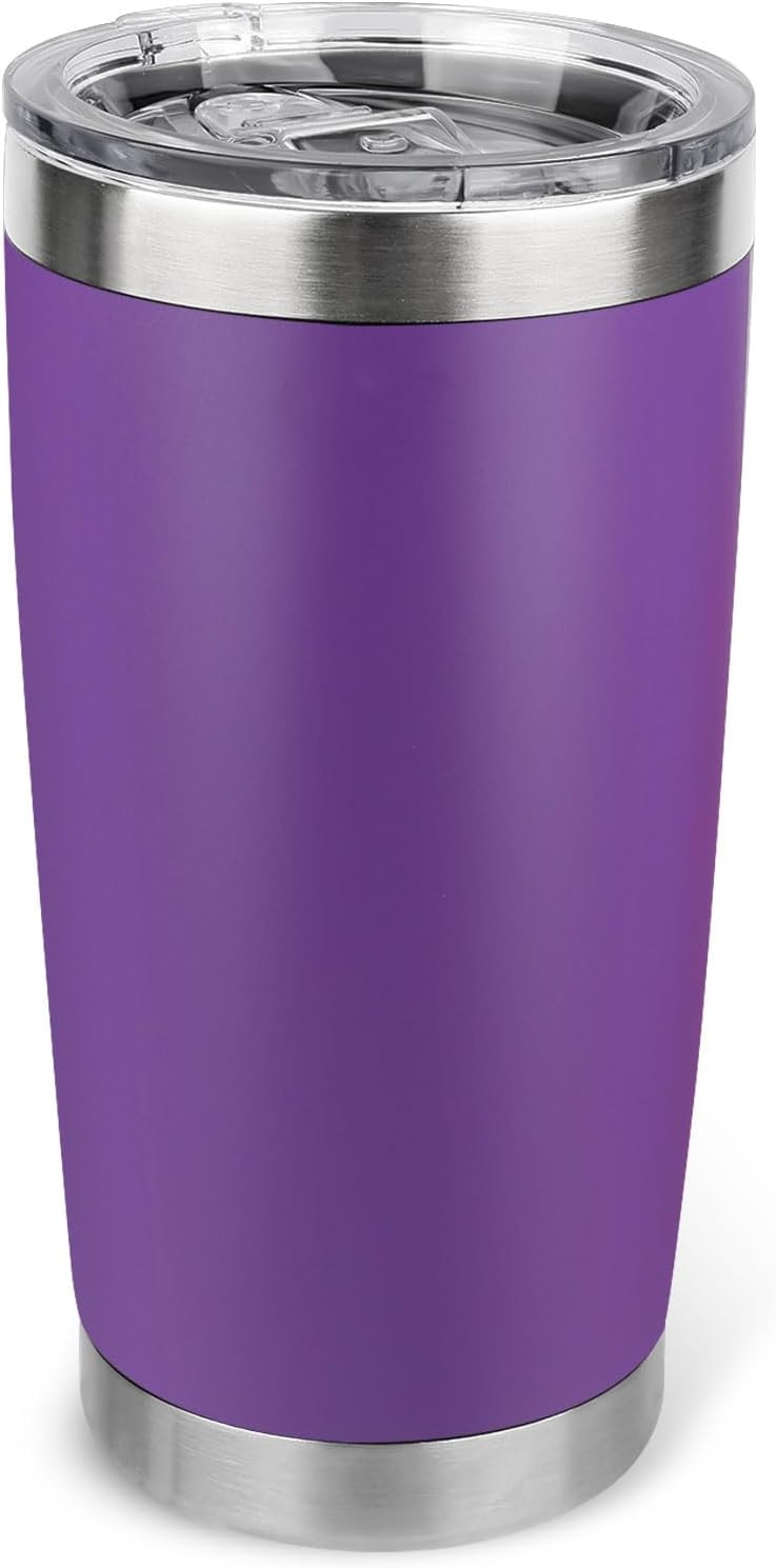 20oz Stainless Steel Tumbler with Lid, Travel Mug - Double Wall Vacuum Powder Coated Cup - Red