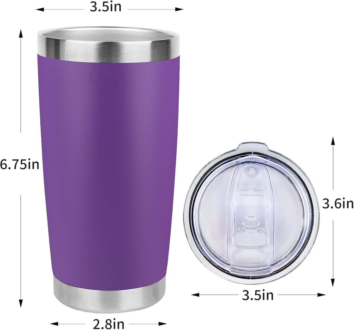 20oz Stainless Steel Tumbler with Lid, Travel Mug - Double Wall Vacuum Powder Coated Cup - Red