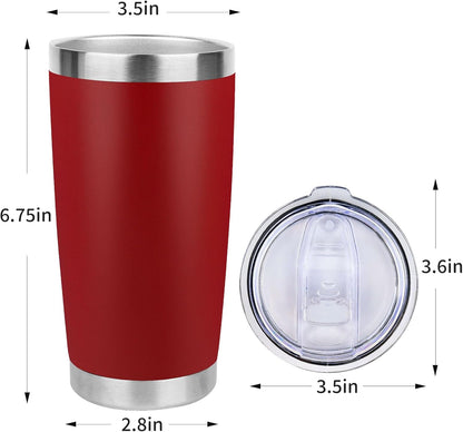 20oz Stainless Steel Tumbler with Lid, Travel Mug - Double Wall Vacuum Powder Coated Cup - Red