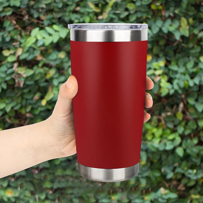 20oz Stainless Steel Tumbler with Lid, Travel Mug - Double Wall Vacuum Powder Coated Cup - Red
