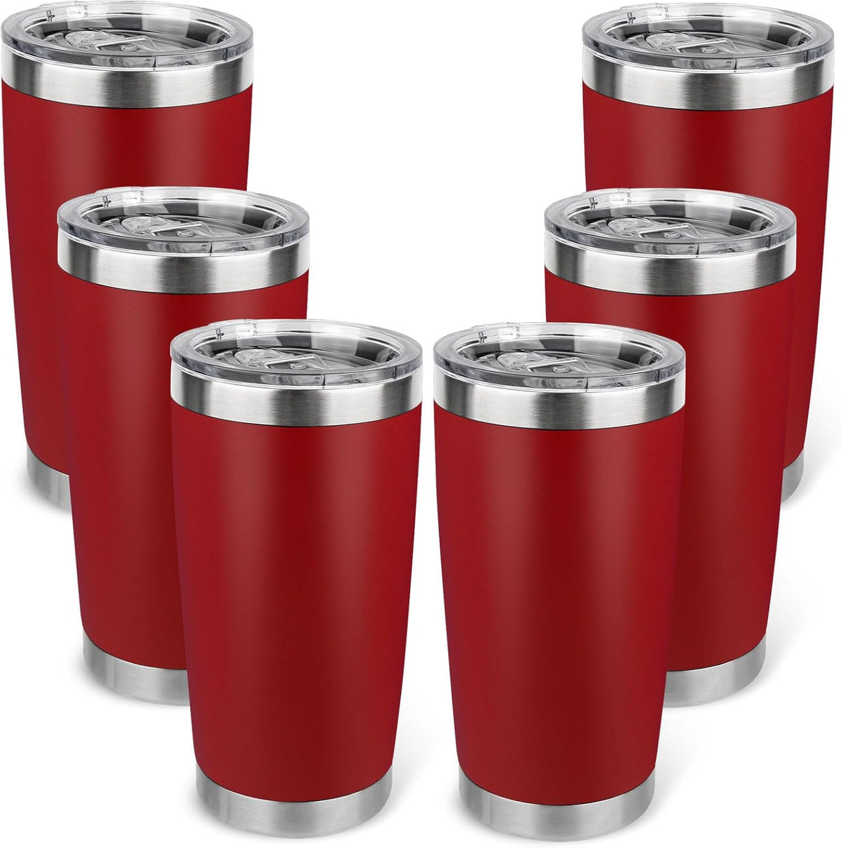 20oz Stainless Steel Tumbler with Lid, Travel Mug - Double Wall Vacuum Powder Coated Cup - Red