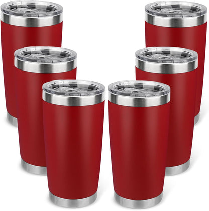 20oz Stainless Steel Tumbler with Lid, Travel Mug - Double Wall Vacuum Powder Coated Cup - Red