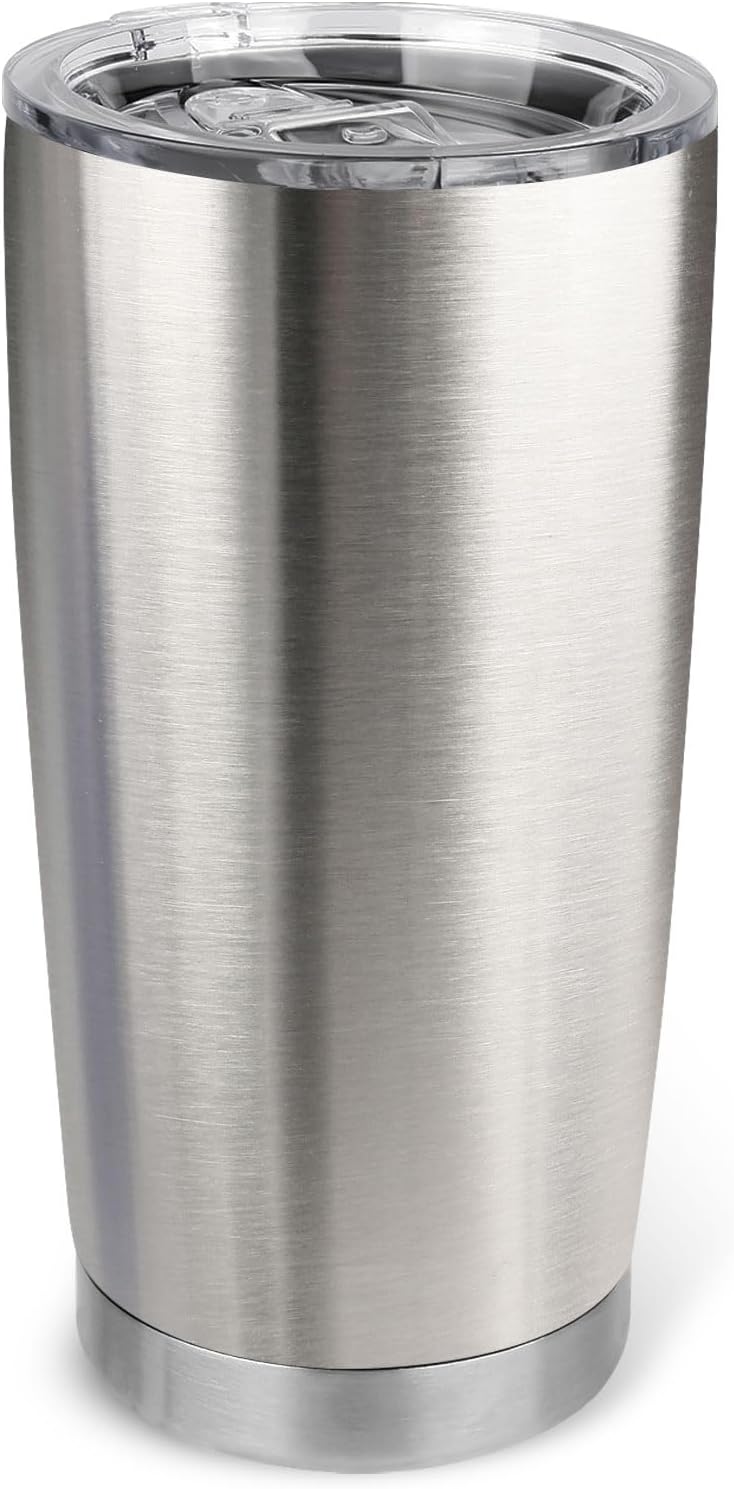 20oz Stainless Steel Tumbler with Lid, Travel Mug - Double Wall Vacuum Powder Coated Cup - Red