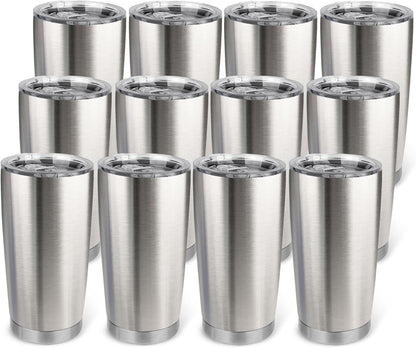 20oz Stainless Steel Tumbler with Lid, Travel Mug - Double Wall Vacuum Powder Coated Cup - Red