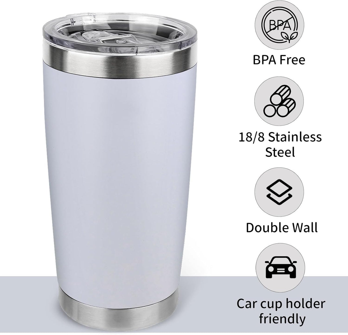 20oz Stainless Steel Tumbler with Lid, Travel Mug - Double Wall Vacuum Powder Coated Cup - Red