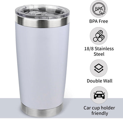 20oz Stainless Steel Tumbler with Lid, Travel Mug - Double Wall Vacuum Powder Coated Cup - Red
