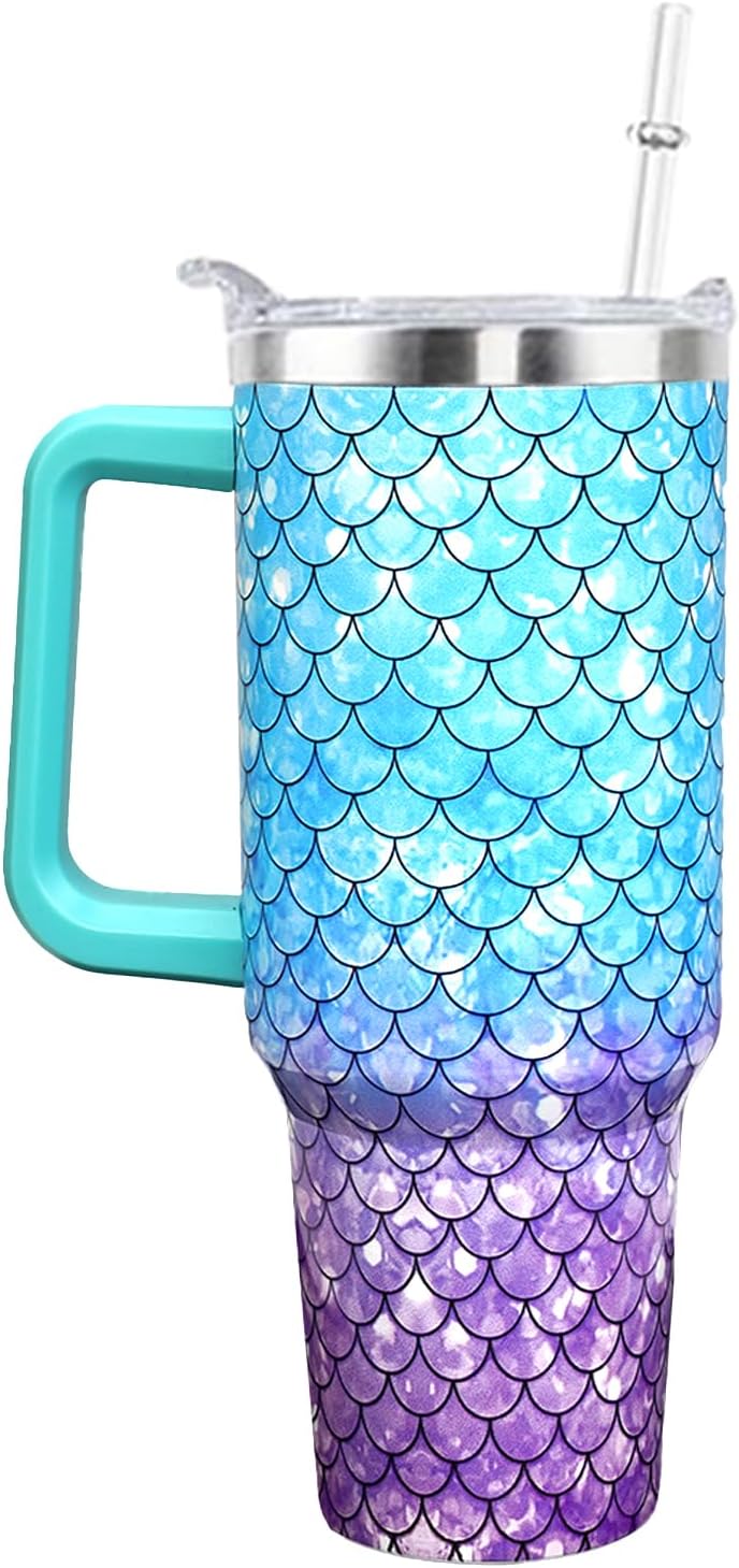 Strawberry Cup 40 OZ Tumbler with Handle Straw Lid Leak Proof | Strawberry Travel Coffee Mug with Handle Insulated for Hot Cold Ice - Christmas Birthday Gifts for Women Cup