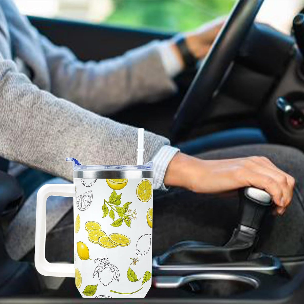 Strawberry Cup 40 OZ Tumbler with Handle Straw Lid Leak Proof | Strawberry Travel Coffee Mug with Handle Insulated for Hot Cold Ice - Christmas Birthday Gifts for Women Cup