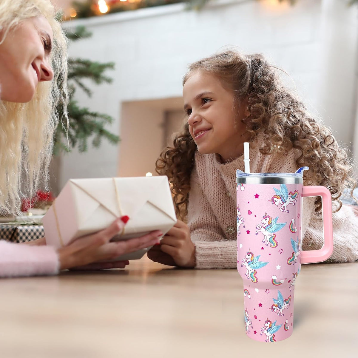 Strawberry Cup 40 OZ Tumbler with Handle Straw Lid Leak Proof | Strawberry Travel Coffee Mug with Handle Insulated for Hot Cold Ice - Christmas Birthday Gifts for Women Cup