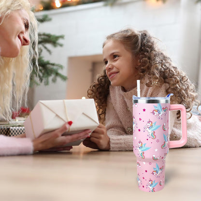 Strawberry Cup 40 OZ Tumbler with Handle Straw Lid Leak Proof | Strawberry Travel Coffee Mug with Handle Insulated for Hot Cold Ice - Christmas Birthday Gifts for Women Cup