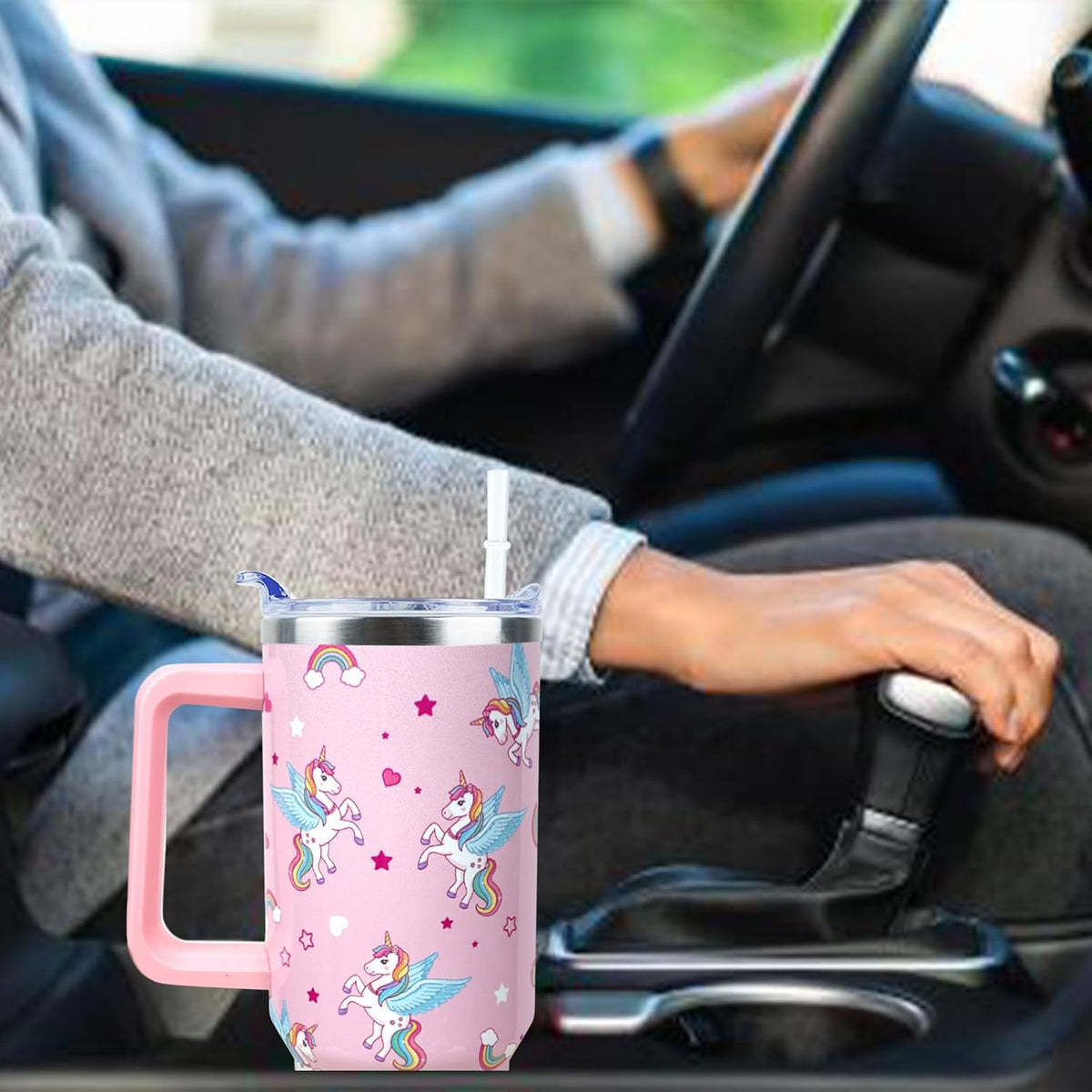 Strawberry Cup 40 OZ Tumbler with Handle Straw Lid Leak Proof | Strawberry Travel Coffee Mug with Handle Insulated for Hot Cold Ice - Christmas Birthday Gifts for Women Cup