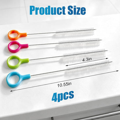 4 Pcs Straw Cleaner Brush Set with Color Hanging Loop