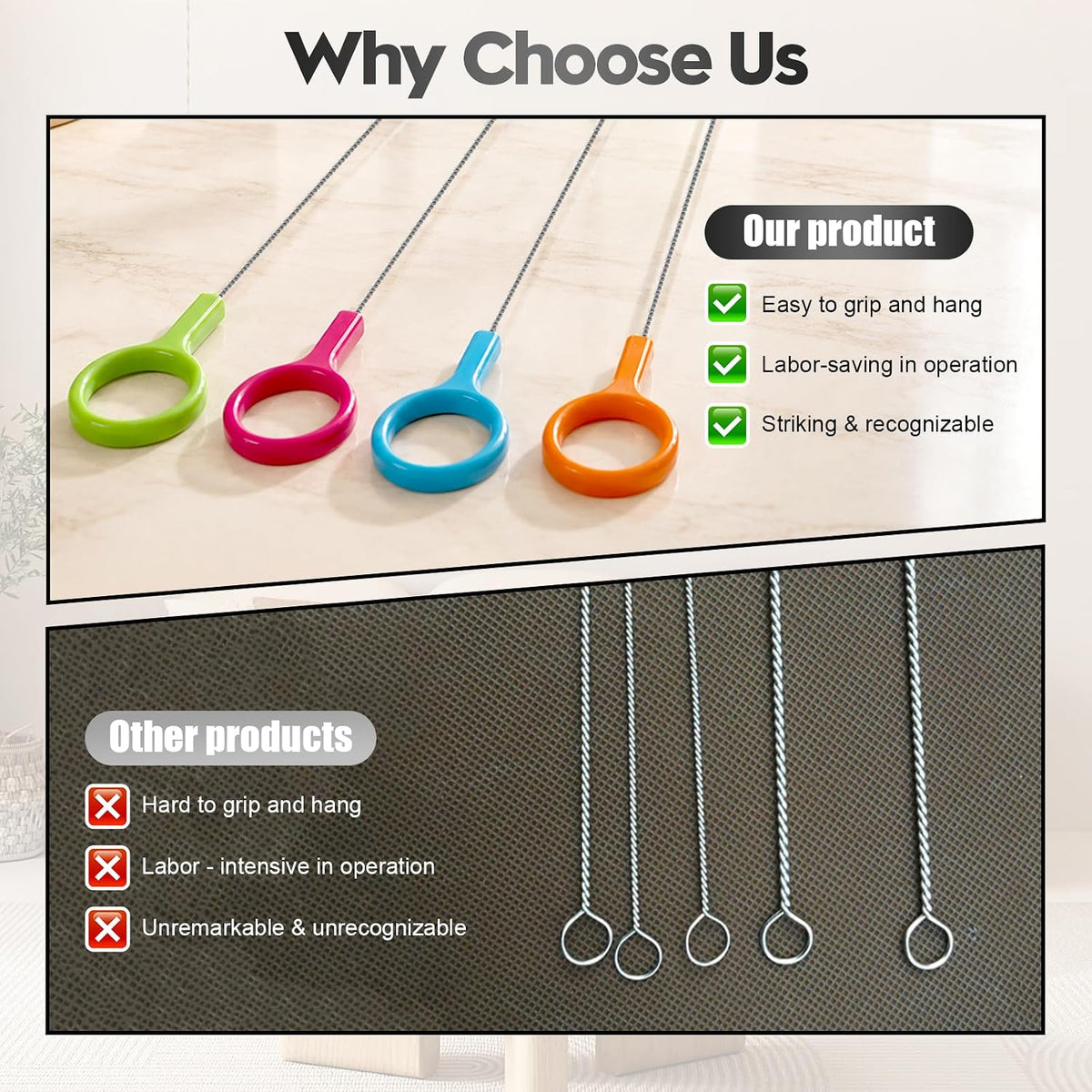4 Pcs Straw Cleaner Brush Set with Color Hanging Loop