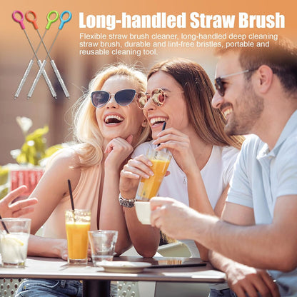 4 Pcs Straw Cleaner Brush Set with Color Hanging Loop