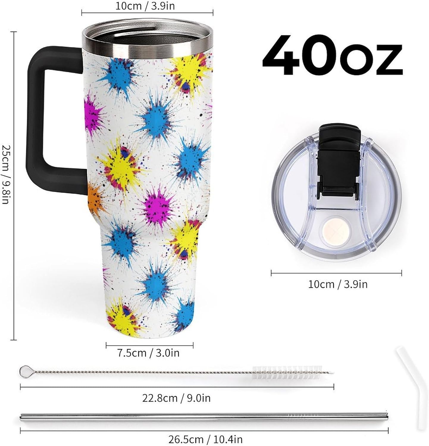 Leakproof Car Cup Vacuum Sealed With Lid For Office Crystal Clear Blue Water Ripple Print Drinkware Light Rose Red-style-5 - Colors E