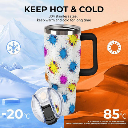 Leakproof Car Cup Vacuum Sealed With Lid For Office Crystal Clear Blue Water Ripple Print Drinkware Light Rose Red-style-5 - Colors E