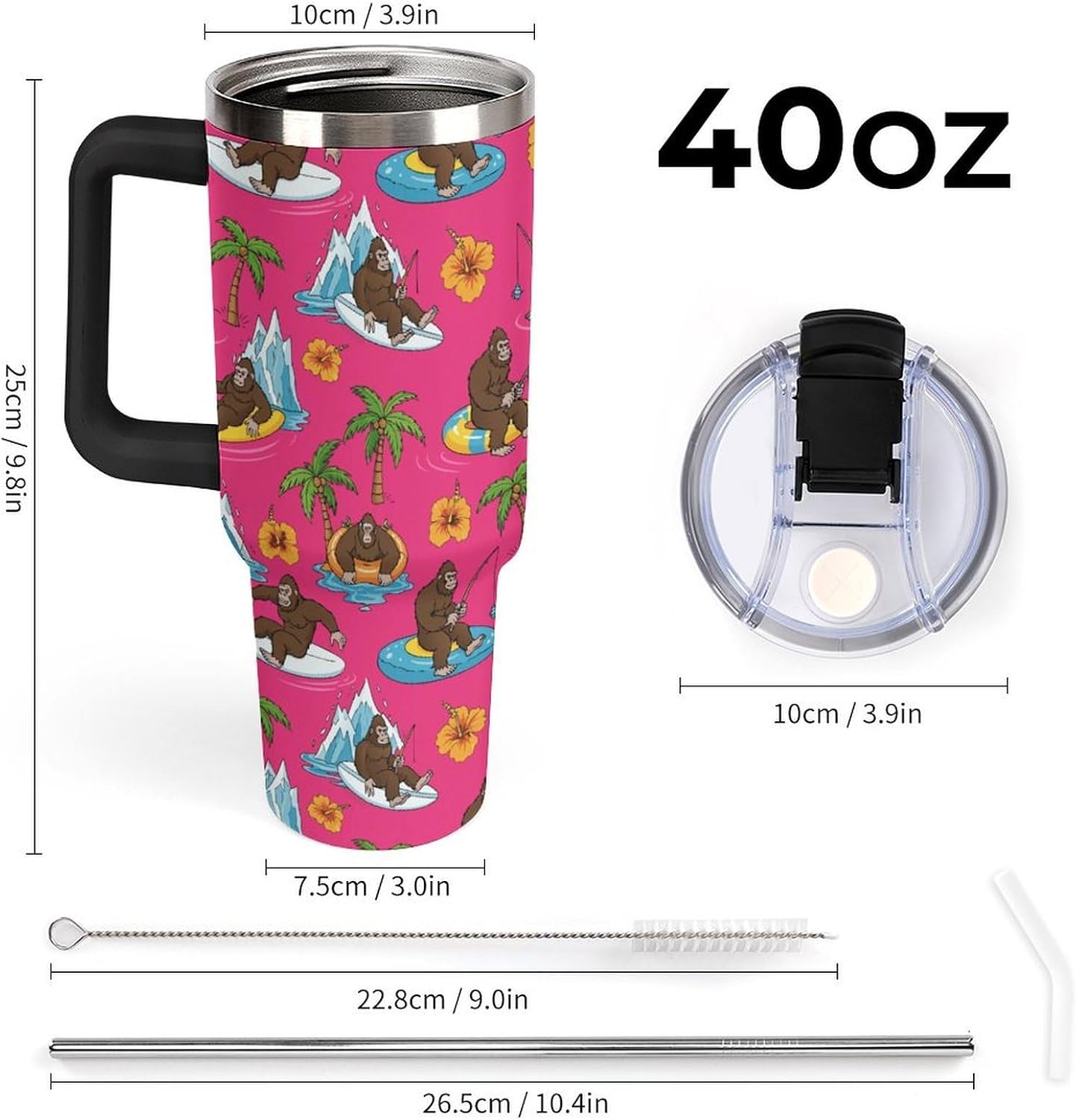 Leakproof Car Cup Vacuum Sealed With Lid For Office Crystal Clear Blue Water Ripple Print Drinkware Light Rose Red-style-5 - Colors E